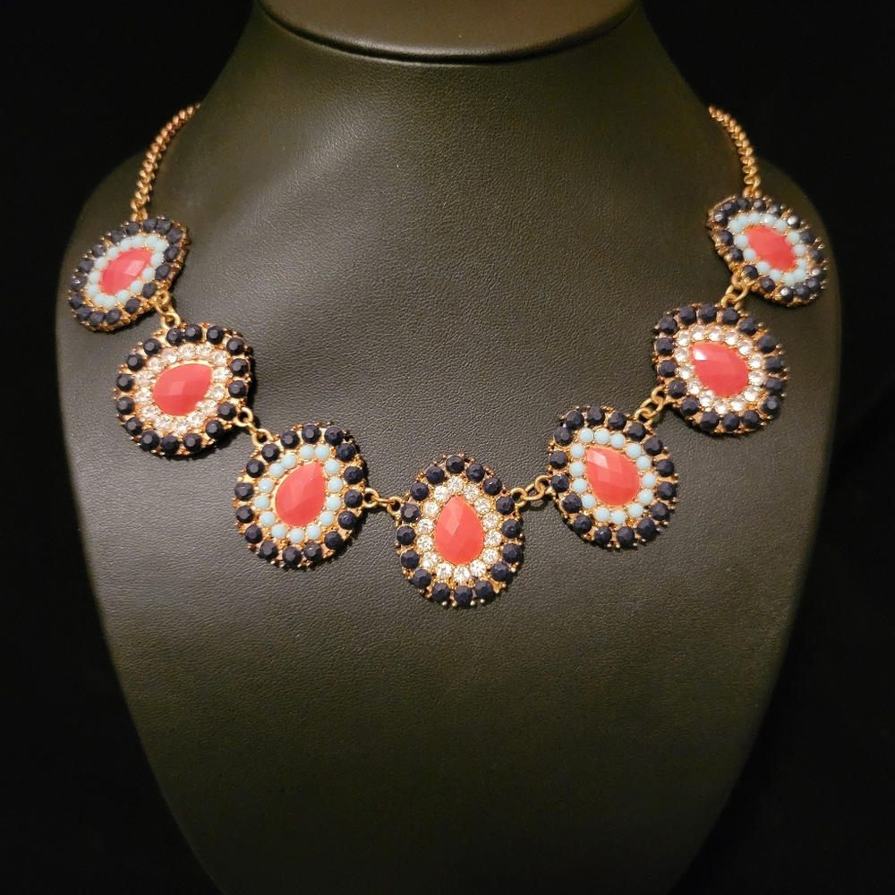 Estate Bohemian Faceted Lucite & Rhinestone Necklace - Picture 2 of 5